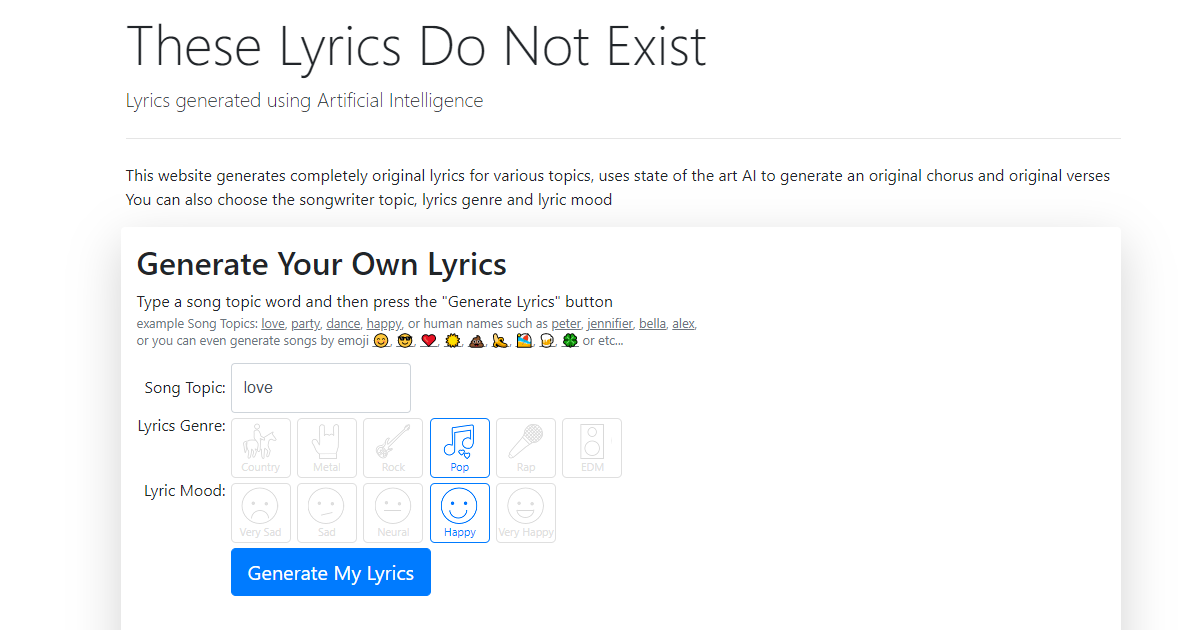 Artificial Intelligence – These Lyrics Do Not